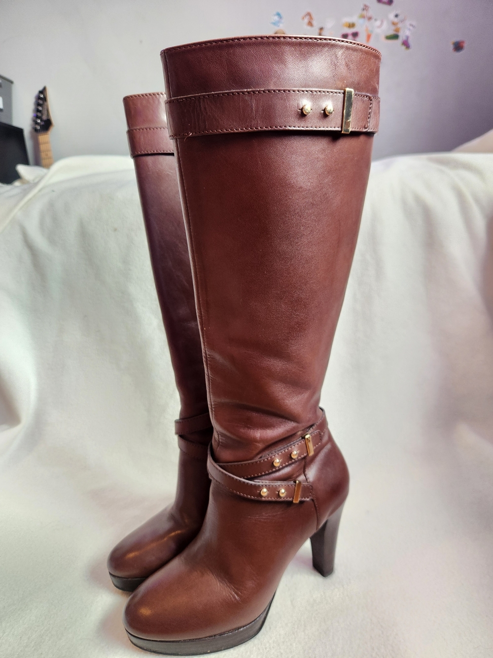 Cole Haan Nike Air Brown Leather Knee-High Heeled Boots